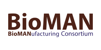 BioMAN logo - BioMAN in red with the words BioMANufacturing Consortium below it in red and blue
