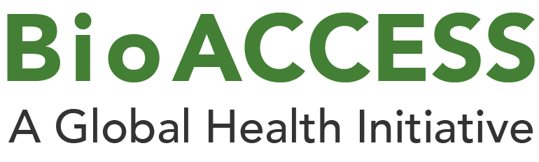 BioACCESS Logo - the word BioACCESS in green over the phrase "a global health initiative" in dark grey